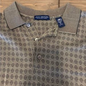John Ashford golf shirt,  mens size xl, Grey green and black pattern.